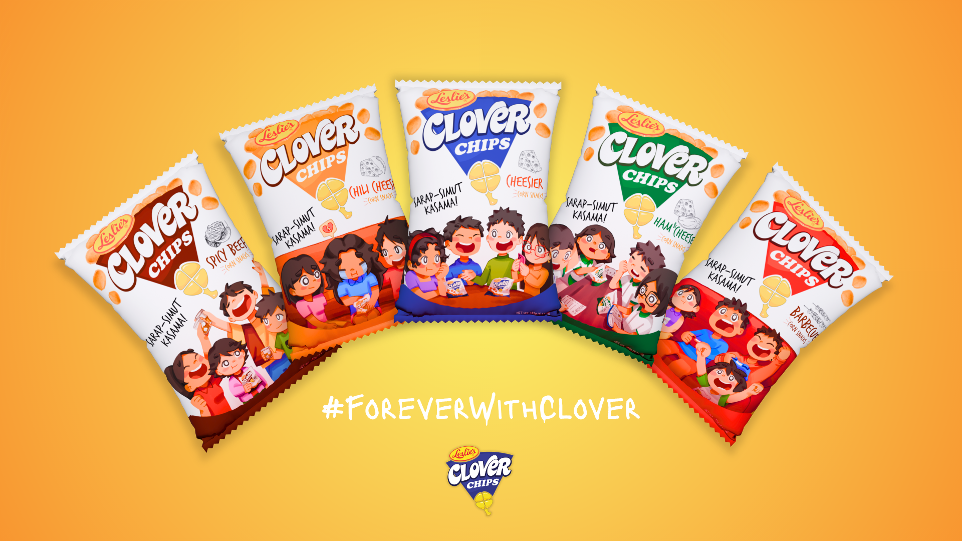 Clover Chips Packaging Mockup Display Arrangement